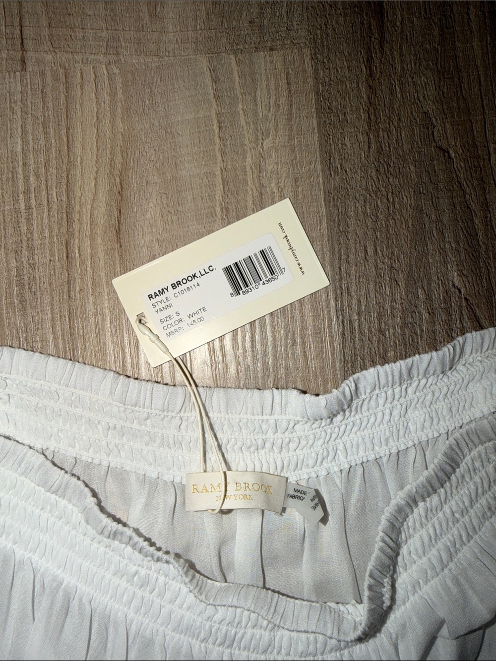 🤍 NWT RAMY BROOK White Smocked Tube Top Small 🤍 - Picture 2 of 2